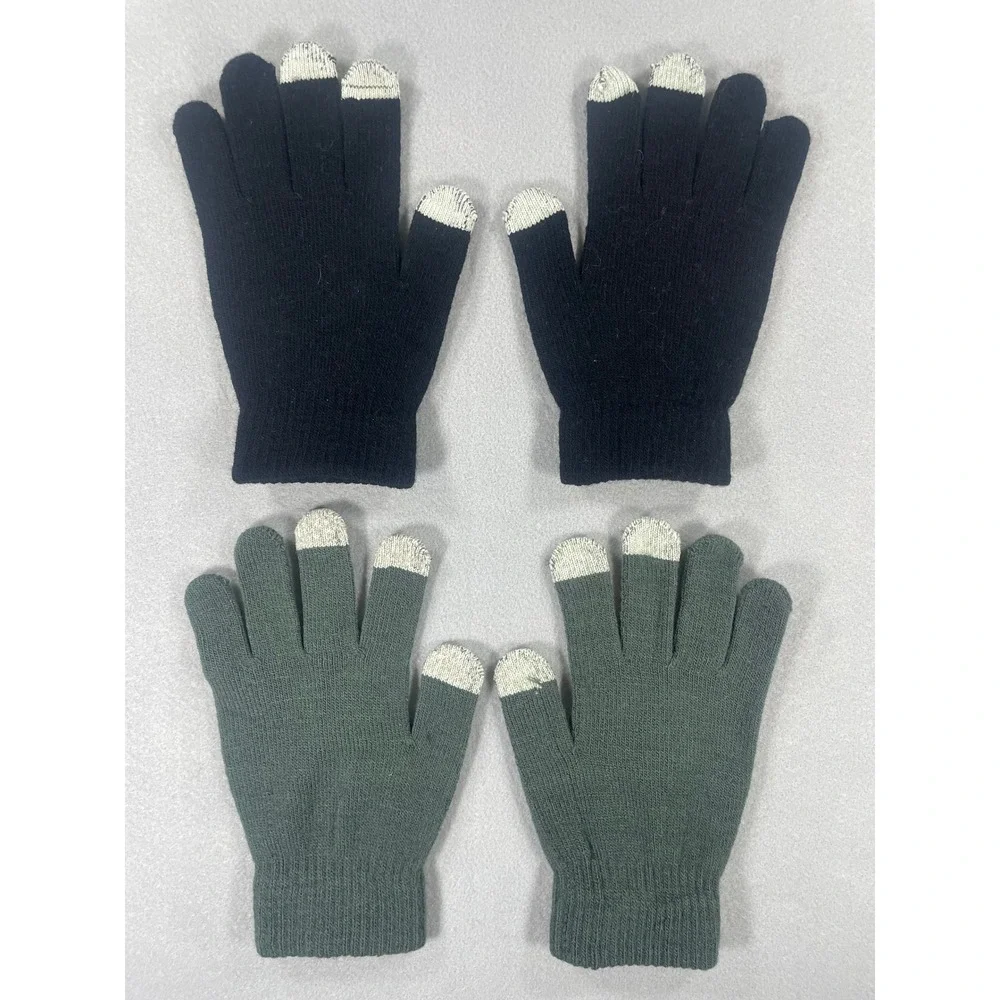Telefingers Touchscreen Knit Gloves 2 Pair Bundle‎ Black Grey Grip